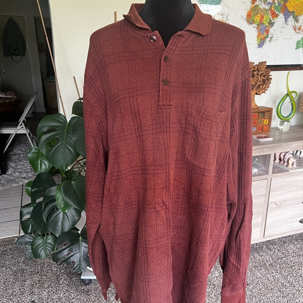 Van Heusen Men's Brick Red Plaid Shirt - Picture 1 of 7